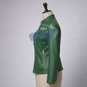 Iota phi Lambda sorority แจ็คเก็ตหนังสีเขียวพรีเมี่ยมพร้อมตัวอักษรกรีกสำหรับ IPL sorority & แจ็คเก็ตสมาชิกพี่น้องสำหรับผู้หญิง - Product Image 3