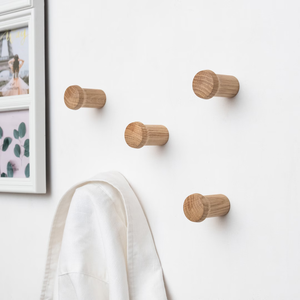 <b>Wall</b> Mounted Wood Coat Hook Easy Install Behind Doors Coat Rack Round Hooks Minimalist Clothing Organizer Hook Hanger - Product Image 6