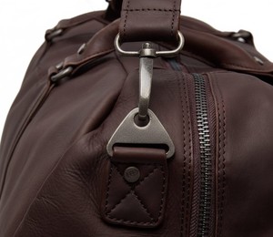 Sac de voyage décontracté en cuir véritable marron foncé avec fermeture éclair pour hommes et femmes - Sac de week-end, sac de voyage de grande capacité, multifonctionnel, de haute qualité - Product Image 4