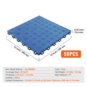 Confezione da 50 Piastrelle Incastrabili 12 X 12 X 0,53 Pollici per Pavimento del Garage, Antiscivolo con Texture su Entrambi i Lati, in PP per Miglioramento Pavimento Garage - Product Image 4