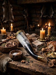 Handmade 110% Natural Viking Drinking Horn (Buffalo Horn) <b>Mug</b> with Polished Brass Rim-<b>6</b> Inch Waterproof FAIZA CRAFT Gift <b>Set</b> - Product Image 5