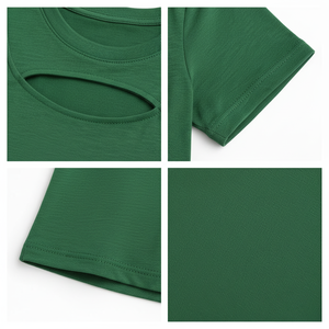 Camiseta Deportiva de Alta Calidad para Mujer, Polialgodón Elástico Transpirable, Manga Corta, Cuello Redondo, OEM, Calidad Superior - Product Image 4