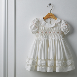 ชุดเดรสคอกลมอัดพลีทวินเทจหลากสีสำหรับเด็กผู้หญิงทำด้วยมือสไตล์เจ้าหญิงผลิตในเวียดนาม-jisoo - Product Image 4