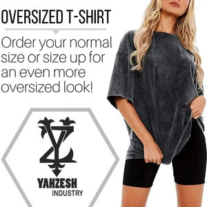 Camiseta de punto para mujer, lavado ácido, efecto desgastado, corte ajustado, algodón suave, manga corta, informal, transpirable, ecológica, para verano - Product Image 4