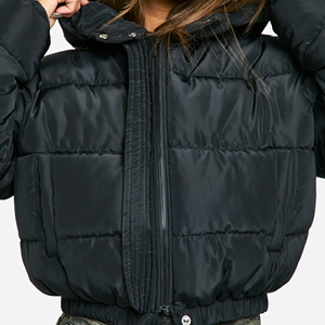 Custom Women Warm Down Jacket <b>Winter</b> Padding Puffer Jacket Custom <b>Quilted</b> Zip Short Crop Coat Ladies Puff Down Jacket - Product Image 6