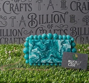Bolso de Mano de Resina de Diseño, Color Vibrante, con Cuentas, Asa de Cadena, Cierre de Correa, para Bodas y Eventos Nocturnos - Product Image 4