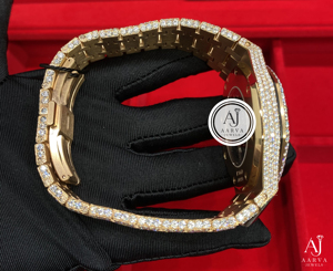 Montre mécanique analogique élégante avec cristaux, bracelet en acier inoxydable doré de 20 cm, affichage de la date, style bijoux pour femme - Product Image 3