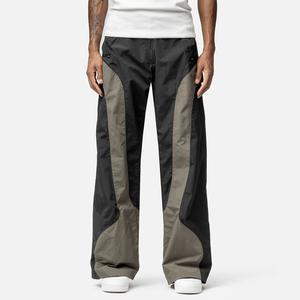 Men's <b>Waterproof</b> Cotton Track Pants Patchwork Elastic Waist Stacked Flare Sweatpants Custom High Quality Casual <b>Trousers</b> - Product Image 3