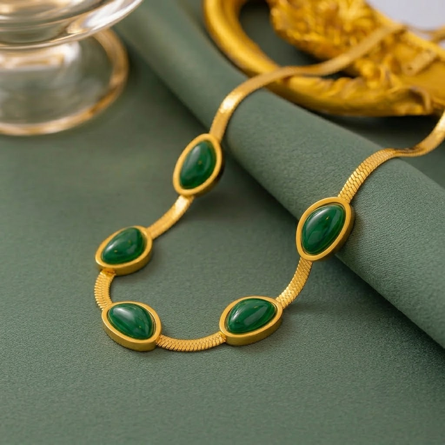 Trendy Gold Tone Stainless Steel Natural Stone Bangle for Daily Wear Bangle Fashion Bangle