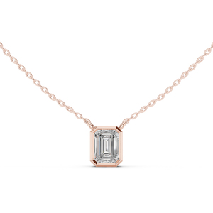 Pendentif en or jaune 14 carats avec émeraude et diamant de laboratoire pour femme |   Vêtements de soirée |   Nouveau diamant cultivé - Product Image 3