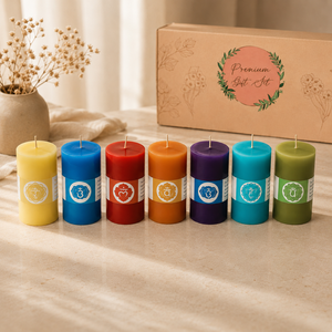 Luxury Handmade Eco-Friendly Scented 7 Chakra <b>Candle</b> <b>Set</b> for Home Decoration and Energy Alignment - Product Image 1