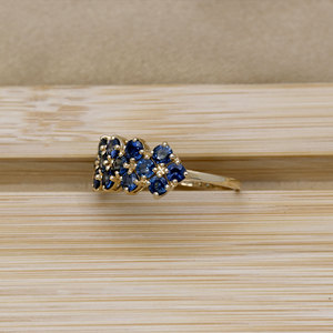 Anillo de Oro Amarillo de 14K con Racimo de Zafiros Azules Naturales para Mujer |   Joyería de Piedras Preciosas Finas de Corte Redondo, Venta al por Mayor, OEM, ODM - Product Image 3