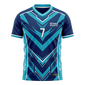 SFANA SPORTS Men's <b>Red</b> Geometric Soccer Jersey Short Sleeve V-Neck Moisture Wicking Polyester Athletic Fit - Product Image 3