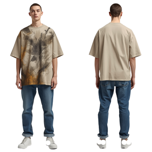 T-shirt Homme Premium Oversize Personnalisable, Impression Numérique Artistique Inspirée de la Tempête, Sérigraphie Haute Densité, 100% Coton - Product Image 2