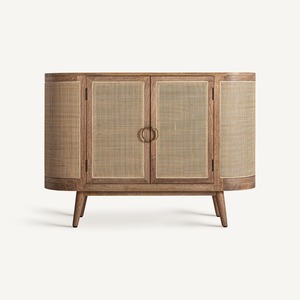 High Quality Teak Wood <b>Sideboard</b> with Woven Rattan Doors – Elegant Modern Cabinet for Dining and Living Room - Product Image 1