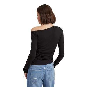 Nuevo Diseño de Hombros Caídos, Camisas de Manga Larga para Mujer, Ajustadas, Elásticas, de Algodón, Precio de Fábrica, Venta al Por Mayor - Product Image 5