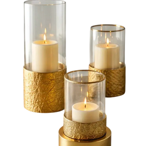 Brass <b>Hurricane</b> Candleholder Glass Cylinder Metal Base Heat Resistant Home Decoration Lantern for Indoor Use <b>Candle</b> Holder - Product Image 3
