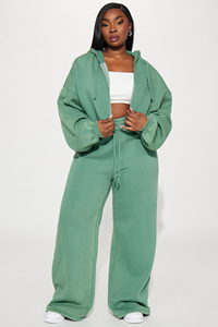 Conjunto Deportivo de Sudadera Corta y Pantalones Deportivos, Diseño Sólido, Invierno, Precio de Oferta, Conjuntos Deportivos Personalizados para Mujer - Product Image 6
