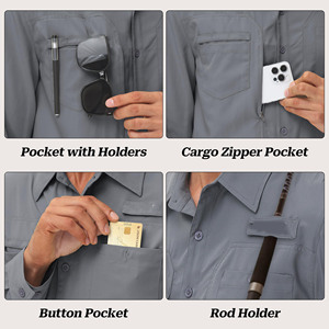 เสื้อเชิ้ตเดินป่าสำหรับผู้ชาย แบบ OEM แห้งเร็ว เหมาะสำหรับใส่เที่ยวฤดูร้อน ตกปลา เดินป่า และท่องเที่ยว - Product Image 5