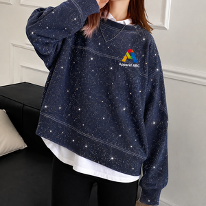 เสื้อฮู้ดดี้แฟชั่นปักลายโลโก้แบบกำหนดเองสำหรับผู้หญิง สไตล์สตรีทแวร์ ผ้าซับในหนา 460 กรัม ตกแต่งด้วยคริสตัล ผ้าฝ้ายทรงโอเวอร์ไซส์ สไตล์อเมริกัน - Product Image 1