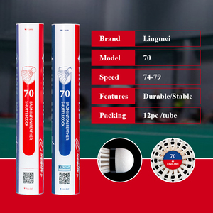 Volants <span class=keywords><strong>de</strong></span> <span class=keywords><strong>badminton</strong></span> en plumes d'oie LING-MEI 70 pour tournoi local - Vol stable - Vitesse 76 77 78 - Product Image 2