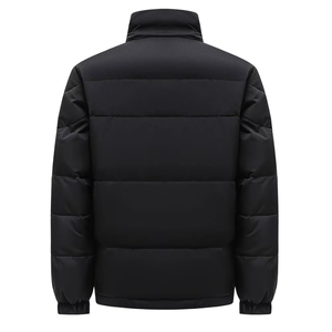 Veste matelassée pour homme, col montant, coupe-vent, polyester, hiver, décontractée, coupe régulière, fermeture éclair, couleur unie, épaisse et chaude - Product Image 2