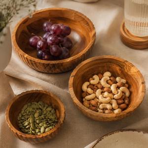 Minimalist Wabi Sabi Wooden <b>Bowls</b>, Handcrafted Natural Wood Fruit and <b>Snack</b> <b>Bowls</b> for Everyday Use at Competitive Price - Product Image 1