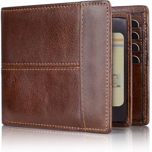 Portefeuille bifold en cuir pour homme avec blocage RFID, 16 emplacements pour cartes et 1 fenêtre pour carte d'identité - Product Image 1