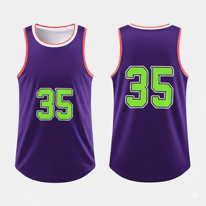 Maillot de basket-ball pour homme avec logo personnalisé, débardeur d'entraînement sans manches violet avec numéro 35 imprimé par sublimation pour les sports d'équipe - Product Image 6