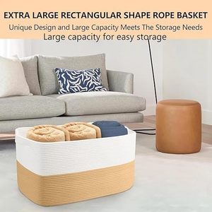 Customised Hot Selling Cotton Rope Organizer Storage <b>Baskets</b> Bins Decorative <b>Woven</b> <b>Basket</b> With Handles - Product Image 4