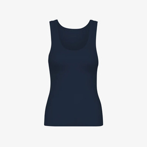 Débardeur côtelé à col rond pour femme 100 % coton respirant séchage rapide écologique anti-boulochage style hip-hop court uni décontracté - Product Image 1