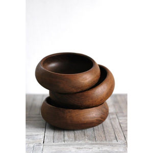 Tazón para Servir Hecho a Mano de Madera de Teca Natural, Tazón Decorativo de Madera para Aperitivos y Ensaladas, Vajilla Rústica Multiusos para Cocina, Ecológico - Product Image 2