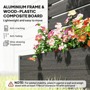 Fioriera da Giardino Nera per Esterni con Spalliera per Piante Rampicanti, Vaso Rialzato e Cancelli con Recinzione e Spalliera - Product Image 5