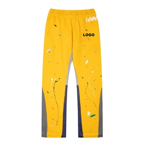 High Quality 100% Cotton Fleece Mens <b>Joggers</b> Street Wear Style Custom Print Wide Leg Baggy Fit Casual <b>Stacked</b> Flared Sweat Pants - Product Image 4