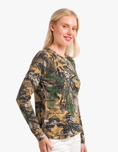 Camiseta de manga larga de camuflaje personalizada para mujer, de algodón premium, transpirable, informal, básica, para mujer, fabricante OEM, venta al por mayor - Product Image 4