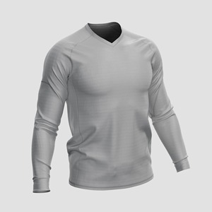 T-shirt en coton blanc à col en V pour homme, coupe classique, décontracté, tricoté, couleur unie - Product Image 3