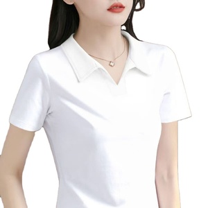 OEM Customized Logo Design Women's Polo Shirt V-<b>neck</b> Short-sleeved T-shirt Ladies Summer New Style Stylish Casual POLO T-SHIRT - Product Image 1