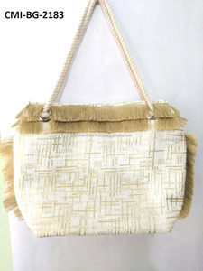 Lady's New Fashion Jacquard Cotton Shopping Tote Handbag Solid Color Personalized Design Zipper Closure Embroidery <b>Canvas</b> Lining - Product Image 5