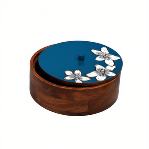 Caja de especias de madera artesanal para chapati, contenedor de pan indio con almacenamiento de cocina y decoración del hogar, organizador de almacenamiento de alimentos - Product Image 2