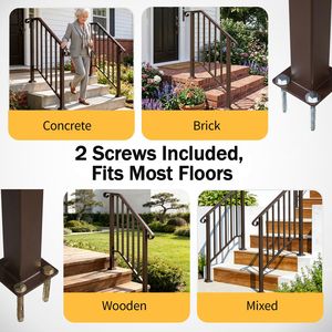 Pasamanos de Hierro de 2 Peldaños para Exteriores, Dispositivos de Asistencia para Subir Escaleras - Product Image 6