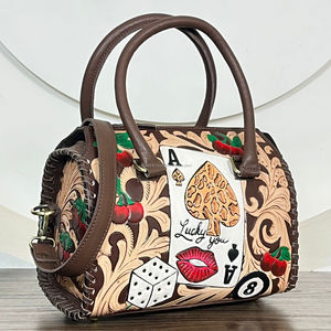 Latest Stylish Hand Tooled Genuine Cowhide Leather Medium Speedy Bag Luxury Designer Pattern Perfect for Travel Bag for Unisex - Product Image 4
