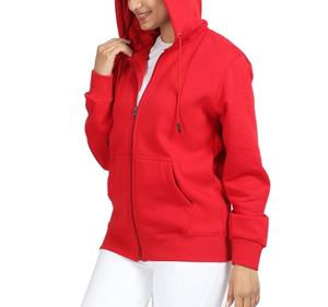 Haute qualité fermeture éclair coton Streetwear à capuche femmes pleine fermeture éclair à capuche à manches longues poches veste à capuche pour les femmes - Product Image 3