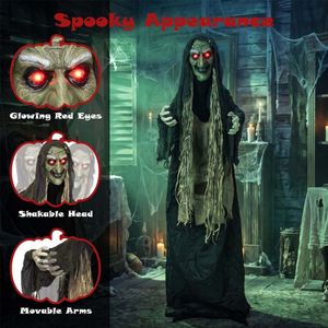 Decorazione di Halloween: Strega Cacciatrice di Sabbie con Occhi Luminosi, Altezza 1,60 m - Product Image 4