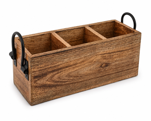 Porte-couverts rectangulaire multifonctionnel en bois de manguier, moderne, durable et écoresponsable, à un seul niveau, pour organiser les couverts - Product Image 3