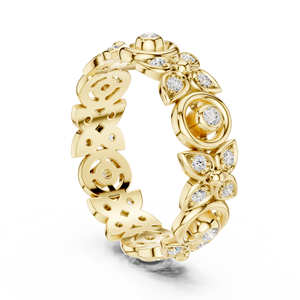 Anillo floral de oro amarillo para mujer, anillo de eternidad con cristales de lujo, regalo de joyería de moda para aniversario de boda - Product Image 4