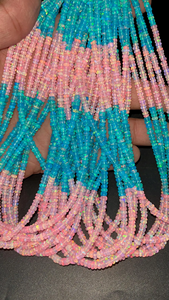 Perles Rondelle Lisse Opale Bleue et Rose Naturelle Opale Bleue et Rose Ombrée de 3 à 4mm pour la Fabrication de Bijoux - Product Image 3