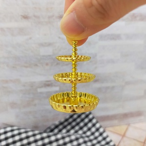 Support à trois niveaux en alliage de zinc pour thé de l'après-midi miniature, idéal pour les fêtes de maison de poupées et la décoration intérieure - Product Image 6
