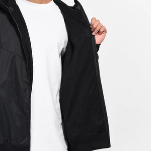 Blouson bomber noir à capuche pour homme, coupe-vent, décontracté, avec fermeture éclair et poches, couleur unie, pour l'automne, coupe régulière, style ample - Product Image 5