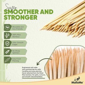 Spiedini in bambù XL da 6 pollici, resistenti, 100 pezzi, spessore 4 mm, bastoncini in legno per shish kebab, accessori per grigliare kebab e barbecue - Product Image 3