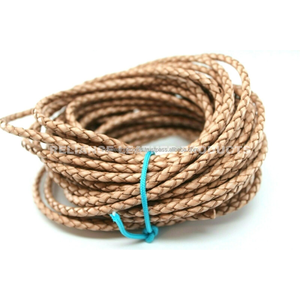4mm Natural Color Jewelry Making Bolo <b>Braided</b> Leather <b>Cord</b> Round <b>Braided</b> Leather <b>Cord</b> for Bracelet Craft - Product Image 5